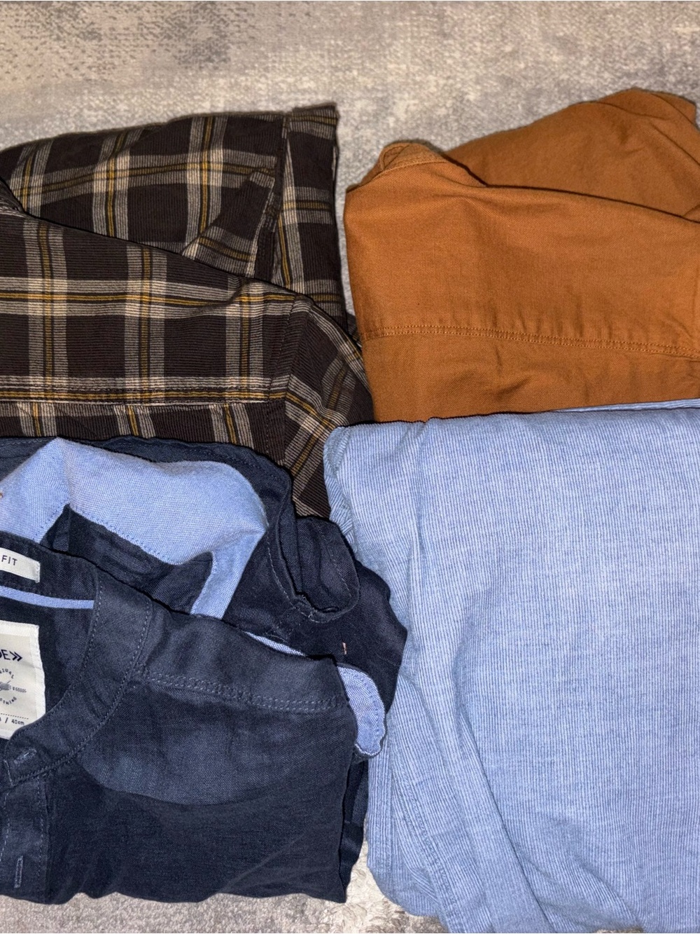 Men's Corduroy Pants in Light Blue and Rust - Classic Everyday Style